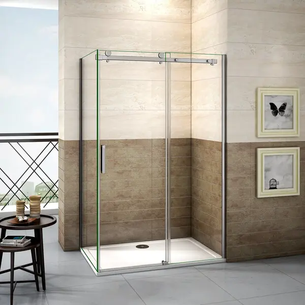 Aica Sanitair Schuifdeur Douchewand 130x195cm Met Zijwand 100x195cm, 8mm Helder Nano Veiligheidsglas Antikalk, douchecabine thumbnail