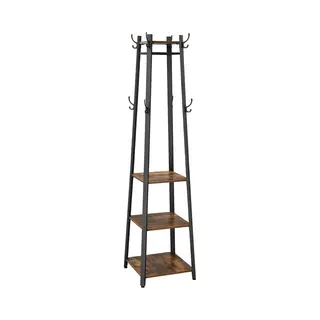 Acaza Kapstok - Kapstok Staand - 3 Legplanken - 45 X 45 X 181 Cm - Vintage Bruin