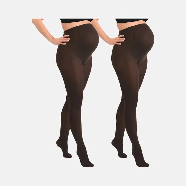 Mamsy - 2-Pack Opaque Zwangerschapspanty 60den - Donker Bruin - Xl thumbnail