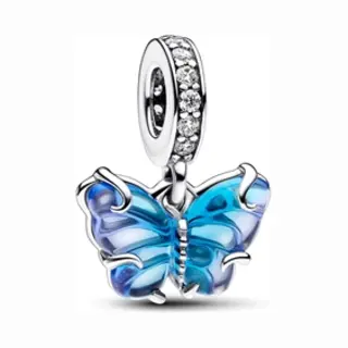 Pandora Blue Murano Glass Butterfly Dangle Charm