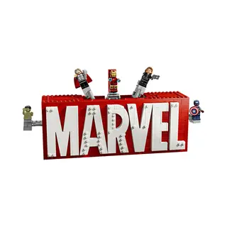 Lego 76313 Marvel logo en minifiguren