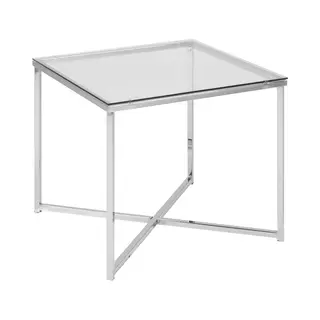 Florence Cross Square Top Metal Side Table - Silver - Furniture To Go - Wilko