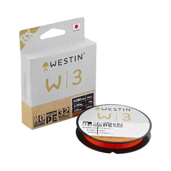 Westin W3 8-Braid Dutch Orange (0.205mm - 0.33mm) - 135m Angelschnur, Durchmesser/Tragkraft, 0.26mm / 16.5kg thumbnail