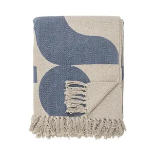 Bloomingville Agno Decke, Blue, Recycelte Baumwolle