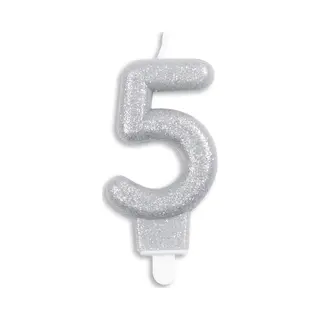 Wefiesta Cijferkaars '5' 4, 4 X 7 X 1, 2 Cm Wax Zilver