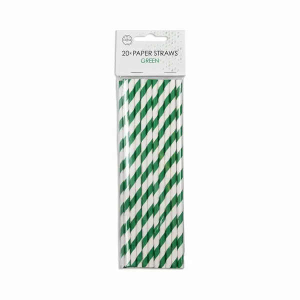 Fiesta Papieren Rietjes Groen Wit Gestreept. thumbnail