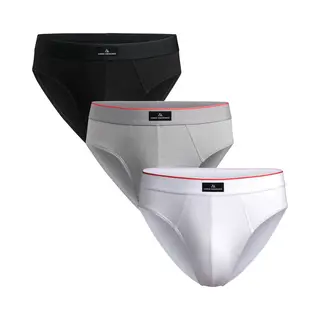 Danish Endurance 3er Pack Klassischer Slip Herren Aus Baumwolle, Weiche Herren Unterwäsche Mehrfarbig (1x Schwarz, 1x Weiß/Rot, 1x Grau) Xxl