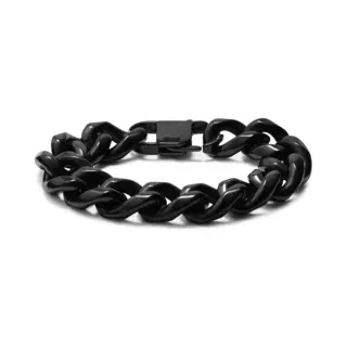 Lucleon 18 Mm Zwarte Stalen Schakelarmband