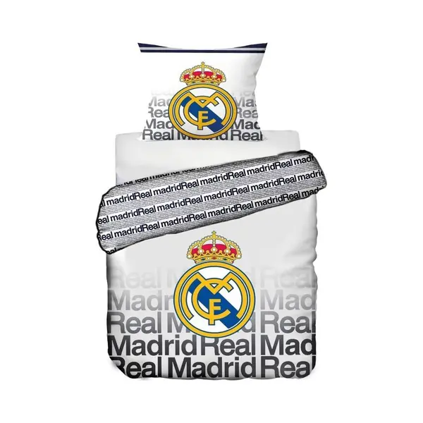 Real Madrid C.F. Dekbedovertrek - Eenpersoons - 140x200 Cm - Wit thumbnail