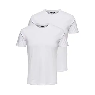 Only & Sons Bestseller A/s Onsbasic T-shirt Voor Heren, Ronde Hals, Verpakking Van 2 Stuks, Wit, L