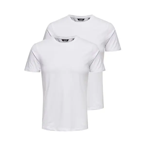 Only & Sons Bestseller A/s Onsbasic T-shirt Voor Heren, Ronde Hals, Verpakking Van 2 Stuks, Wit, L thumbnail