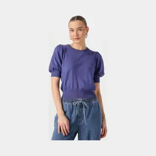 Minus Liva Knit Tee Tops & T-shirts Dames - Shirt - Blauw - Maat Xl