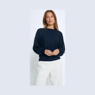 Minus Dana Bat Sleeve Knit Pullover Truien & Vesten Dames - Sweater - Hoodie - Vest- Donkerblauw - Maat Xl