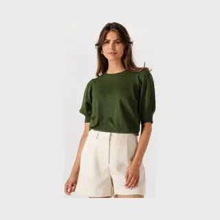 Minus Liva Knit Tee Tops & T-shirts Dames - Shirt - Donkergroen - Maat Xxl