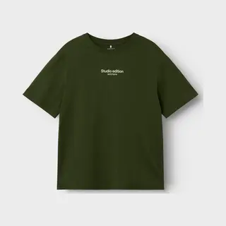 Name It Shirt 'Brody' Donkergroen / Wit