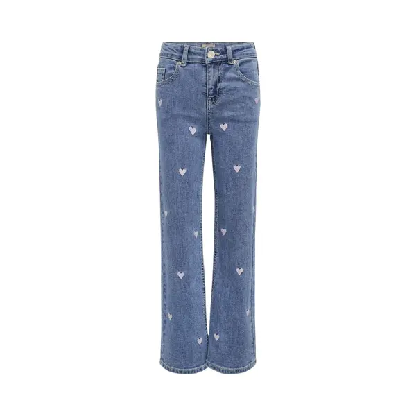 Only & Kids Damen Kogjuicy Wide Leg Heart Emb Jeans Noos, Light Medium Blue Denim, 158 thumbnail