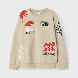Name It Zomer Sweat Shirt Jongens - Taupe - Nkmfesab