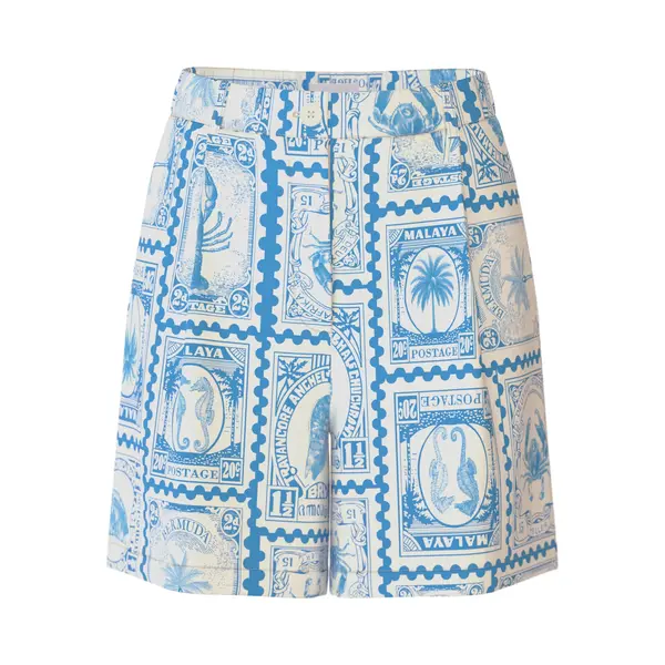 Object Bandplooibroek 'OBJVima' Blauw / Offwhite thumbnail