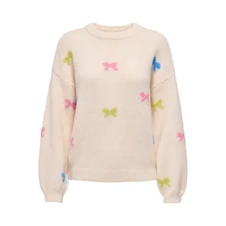 Only - Onlbrunhilda Life Ls Bow O-Neck Knt - Dames Sweater - Maat M