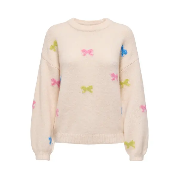 Only - Onlbrunhilda Life Ls Bow O-Neck Knt - Dames Sweater - Maat M thumbnail