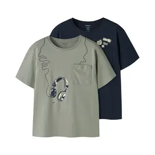 Name It Shirt 'Nkmvilian' Navy / Grijs / Wit