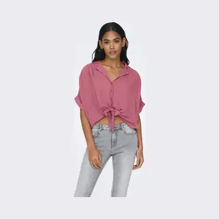 Only - Onlpaula Life S/S Tie Shirt Wvn Noos - Dames - Blouses