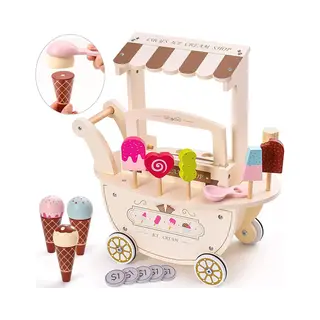 Mamabrum Spielküche Eisdiele Spielset Aus Holz – Rollenspiel Für Kinder Mit Zubehör Holz