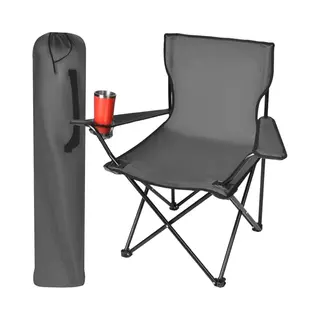 Trizand Klappbarer Anglerstuhl Campingstuhl Mit Armlehnen Und Getränkehalter Bis 100 Kg Faltbar Mit Tragetasche Schwarz/Grau/Grün 23675, Farbe, Grau