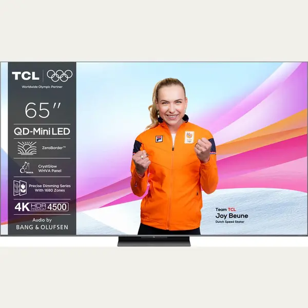 Tcl 65Q8CX7 Mini-Led-Fernseher (164 Cm/65 Zoll, 4K Ultra Hd, Google Tv, Smart-Tv, Audio Von Bang & Olufsen, Smart Tv, Apple Tv, 144Hz, 4K, Dolby thumbnail