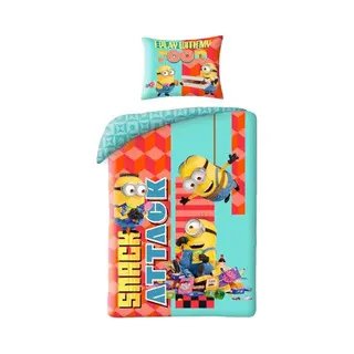 Halantex Bettwäsche-Set Minions Ich - Einfach Unverbesserlich Stuart Bob Evin - Bettbezug 140 X 200 Cm Mit Kissenbezug 70 X 90 Cm - 100 % Polyester