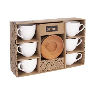 orion group Kop En Schotel Porselein Wit Whiteline 100 Ml 6 Stuks - Koffiekopjes - Theekopje - Kopjes - Theemokken - Mokken