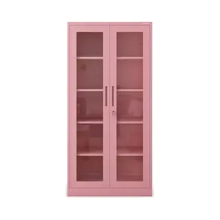 Jan Nowak - Metallschrank Mit Glasvitrine Aktenschrank Büroschrank Aufbewahrungsschrank 4 Verstellbare Fachböden Sicherheitszylinderschloss