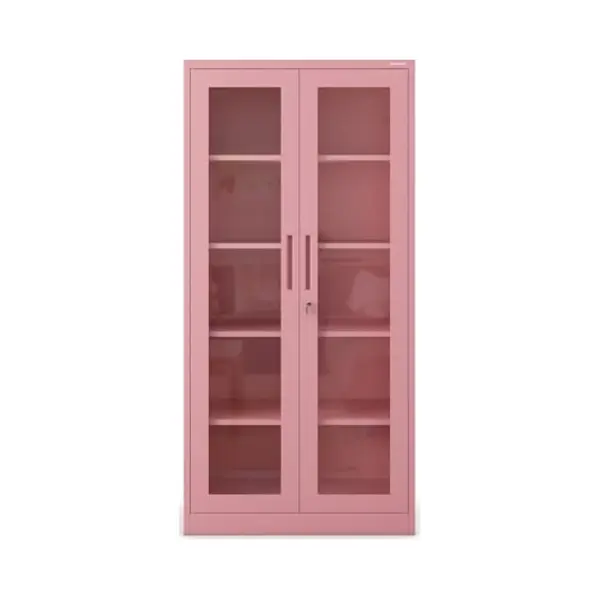 Jan Nowak - Metallschrank Mit Glasvitrine Aktenschrank Büroschrank Aufbewahrungsschrank 4 Verstellbare Fachböden Sicherheitszylinderschloss thumbnail