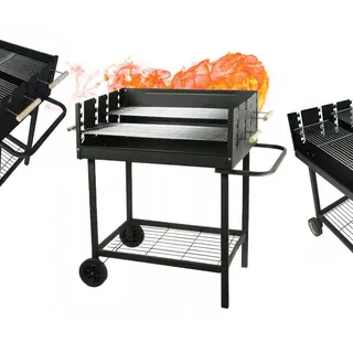 Super Merchant Professionele Houtskoolgrill Met Een Verrijdbaar Plateau, 95 X 75, 5 Cm