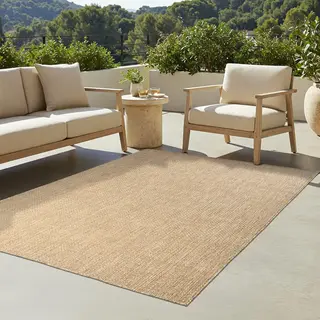 Tapiso Yucana Buitentapijt - Flatweave Vloerkleed Buiten & Binnen - Modern Gemêleerd Design - Beige Creme Buitenkleed - Weerbestendig & Uv-bestendig