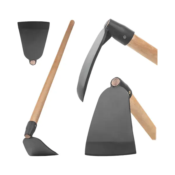 Kadax Gartenhacke Mit Langem Holzstiel Und Robustem Stahlblatt, Hacke Aus Geschmiedetem Stahl, Pflanzhacke Für Gartenarbeit, Unkrauthacke (mit Stiel) thumbnail