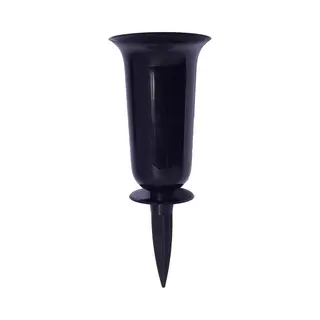 Form Plastic Grafvaas - Kunststof - Zwart - H32 Cm - Decoratie - Bloemenvaas Voor Herdenkingsplaats/kerkhof - Kelk Op Prikker