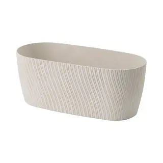 Form Plastic Plantenbak/bloembak Waves - Kunststof - Ivoor Wit - L27 X B12 X H11 Cm - Rond