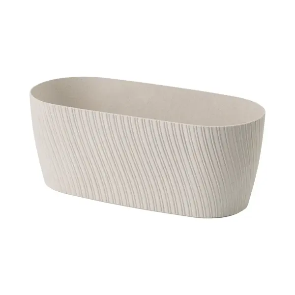 Form Plastic Plantenbak/bloembak Waves - Kunststof - Ivoor Wit - L27 X B12 X H11 Cm - Rond thumbnail