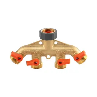 4weg Waterverdeler - Messing - Splitter - Kraan 3/4" Binnendraad En 4x Aftakking 3/4" Buitendraad
