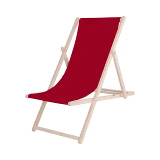 Springos Strandstoel - Verstelbaar - Beukenhout - Hangemaakt - Bordeaux Rood