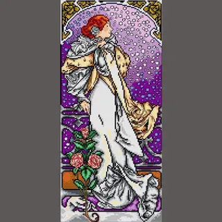Borduurstramien Orchidea - After Mucha - Winter - Orchidea 23.5 X 51 Cm (Stramien Zonder Garens)