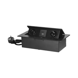 Orno Penaarde - Bureau Stekkerdoos - Pop Up Stekkerblok Met 2 Stopcontacten En 2 Usb Poorten - Zwart