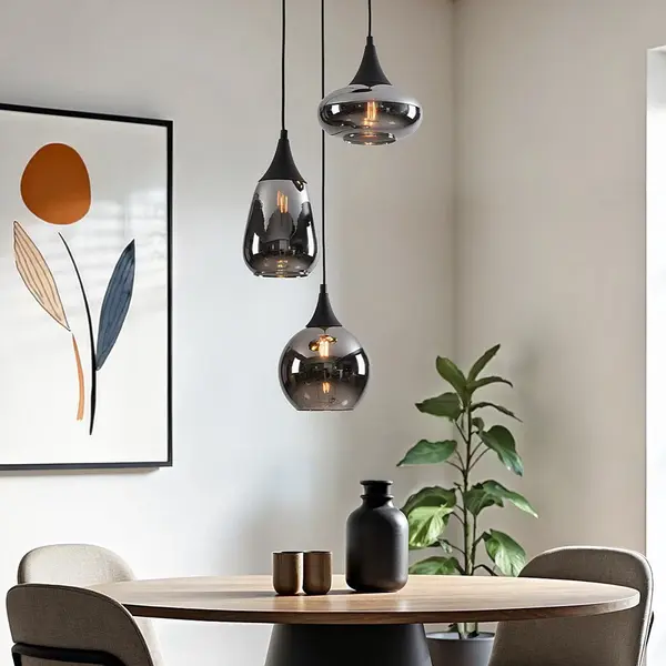 LumenXL Moderne Hanglamp Met Smoke Glas, 3-lichts - Loua thumbnail