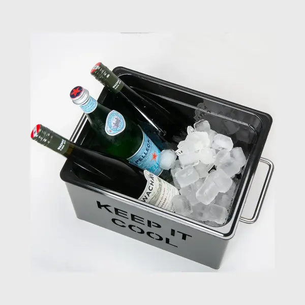 Ferro Duro - Metalen Ijsemmer - Champagne Ijs Emmer Met Handvat - Champagnekoeler - Drankemmer - Wijnkoeler thumbnail