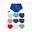 Beige, Oudroze, blauw, donkerblauw, paars, rood, wit, zwart