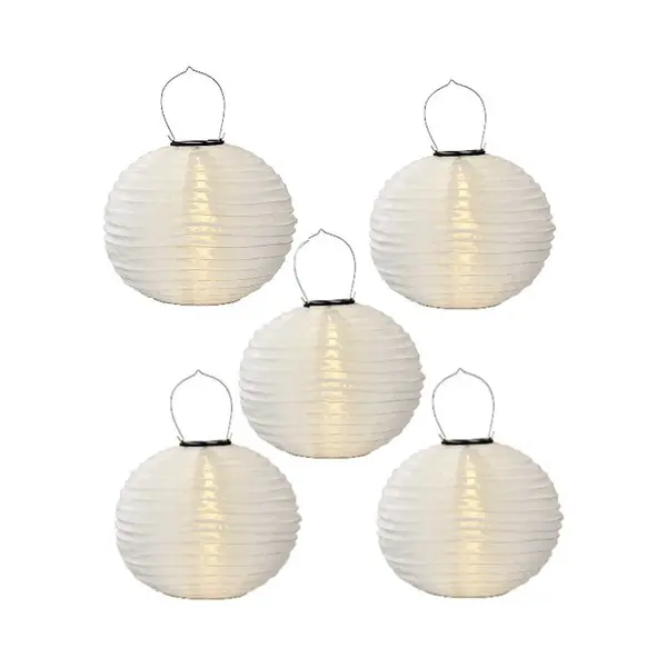 5 X Solar Lampion Rond Warm Wit 25 Cm (zonne-energie) Buitenlampionnen - Tuinverlichting thumbnail