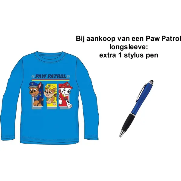 Paw Patrol Nickelodeon Longsleeve - T-shirt - Koningsblauw. Maat 128-134 Cm / 8-9 Jaar + Extra 1 Stylus Pen thumbnail