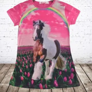 Meisjes Shirt Met Paard En Regenboog -s&C-86/92-t-shirts Meisjes