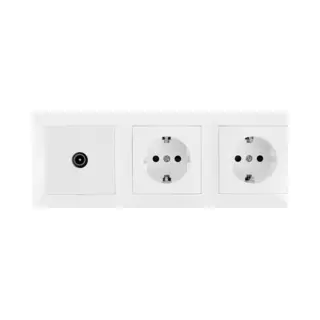 Bes Led Coax Contactdoos - Wandcontactdoos - Aigi Cika - Inbouw - 2-voudig Stopcontact - 1-voudig Coax - Randaarde - Incl. Afdekraam - Wit